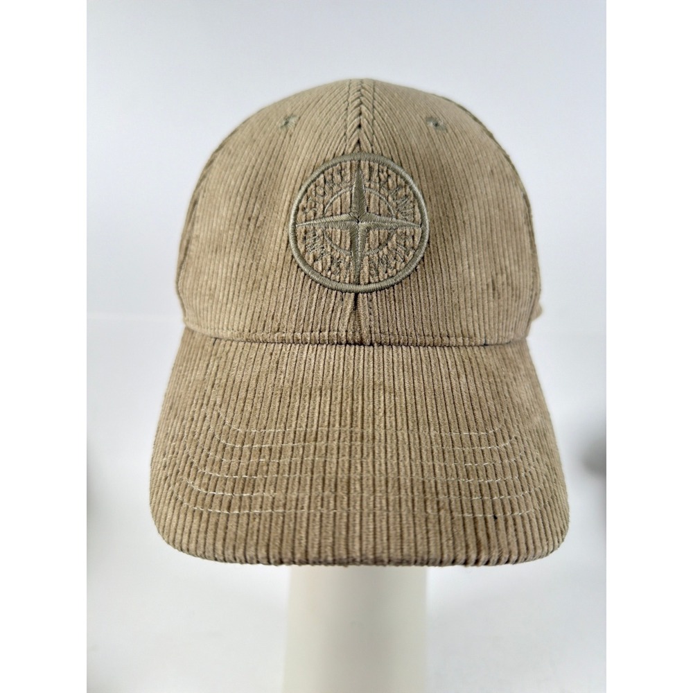 Stone Island Corduroy Baseball Cap Beige Tan Compass Logo Hat 811599662 V0094